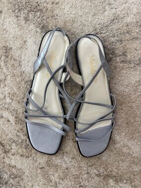 Madeline Metallic Gray Multi-Strap Sandals